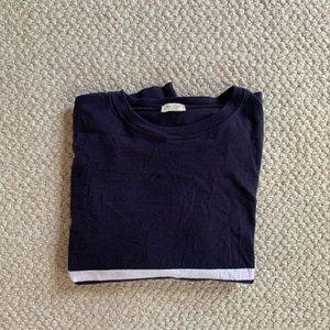 NAVY AND WHITE STRIPED LONG SLEEVE T-SHIRT